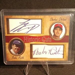 Historic Cuts BABE RUTH / SHOHEI OHTANI Baseball Card with Facsimile Autographs